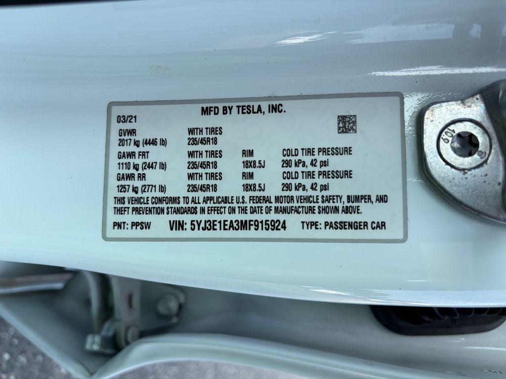 2021 Tesla Model 3 Standard Range Plus