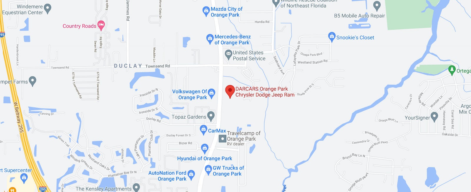 Map of DARCARS Orange Park Chrysler Dodge Jeep RAM in Jacksonville FL